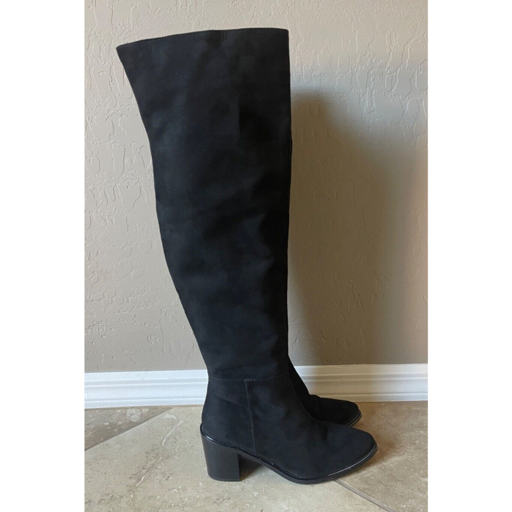 Seychelles Women's Over the Knee Boots Size 9.5 Black Faux Suede Block Heel